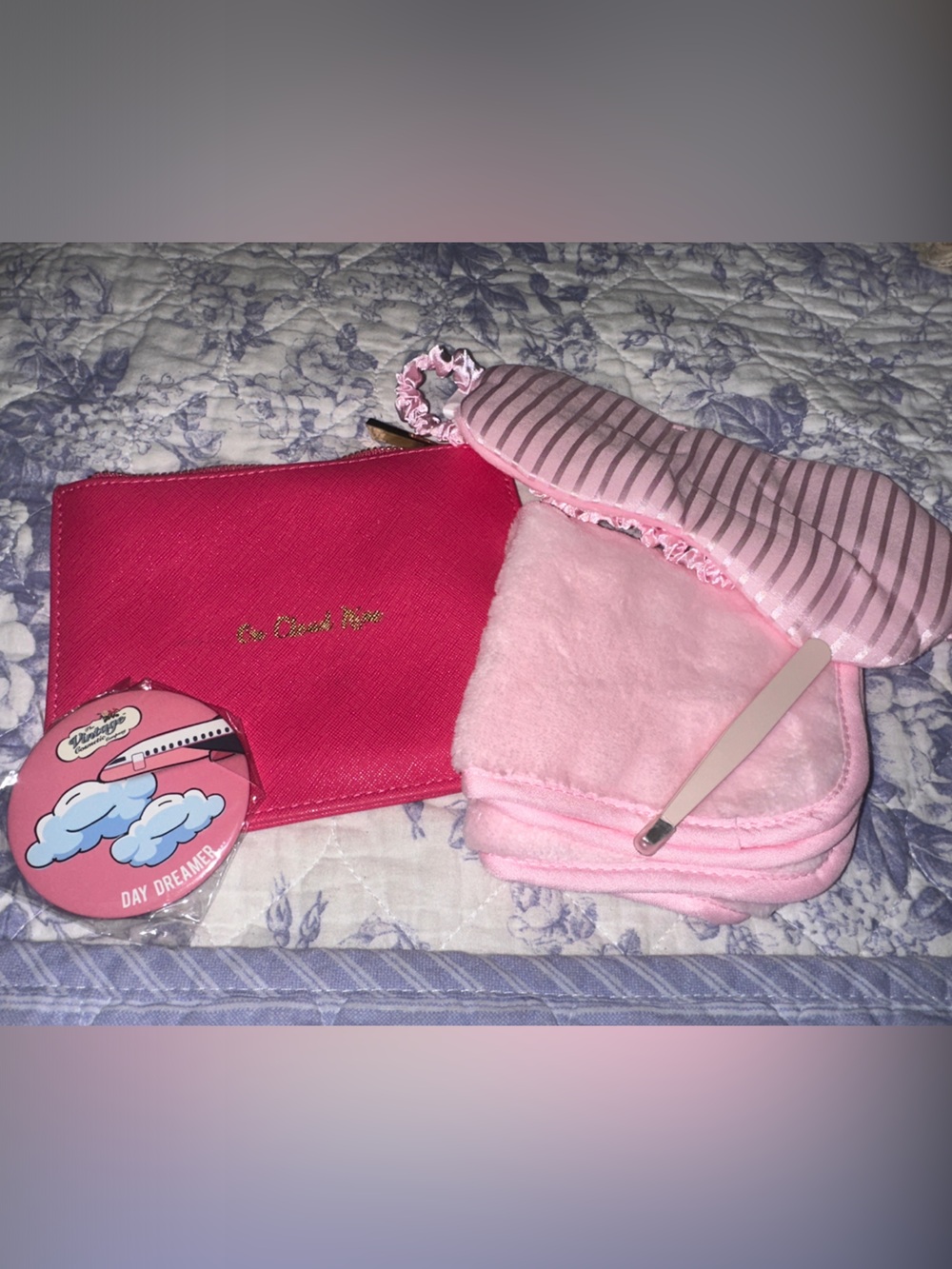 Pink Kids Travel Eye Mask & Blanket Set - Day Dreamer